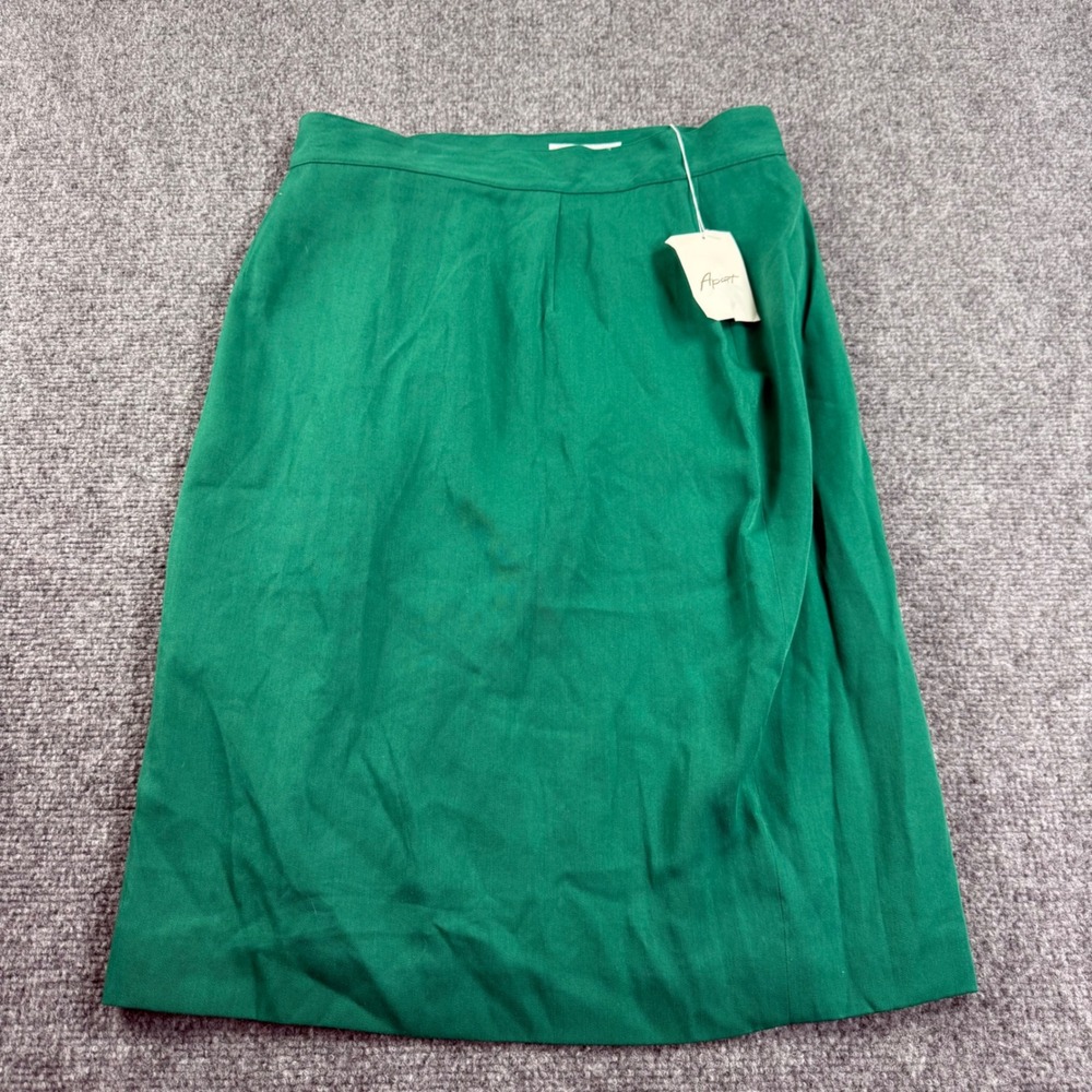 Apart Pencil Skirt 10 Green Vintage High Waist Rayon Blend NWT Women